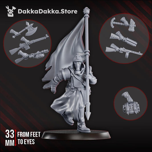 Choragiew Bearer by DakkaDakka - 3D printed Trench Crusade compatible miniature