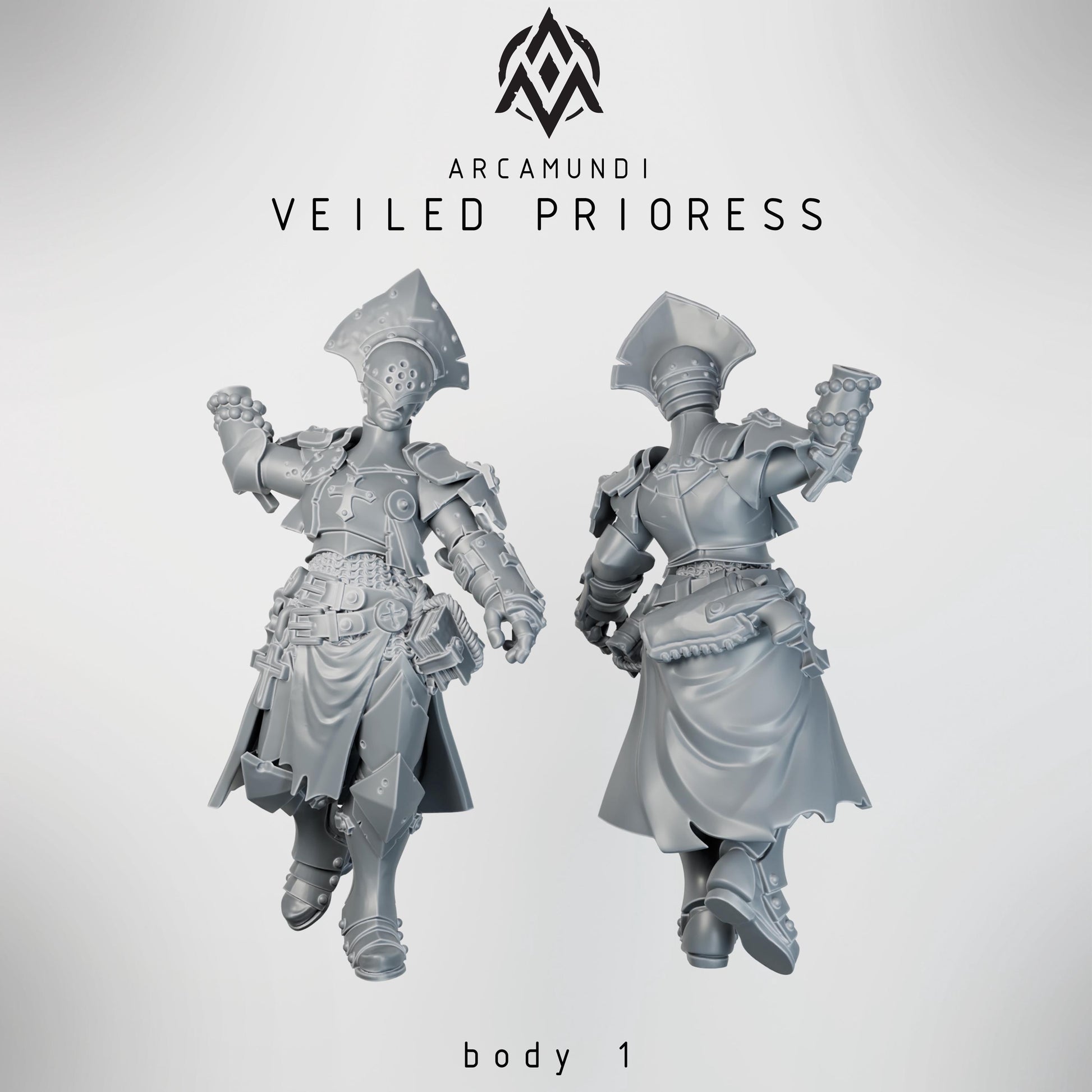 Sister of the Crown - Veiled Prioress by Arcamundi - 3D printed Trench Crusade compatible miniature