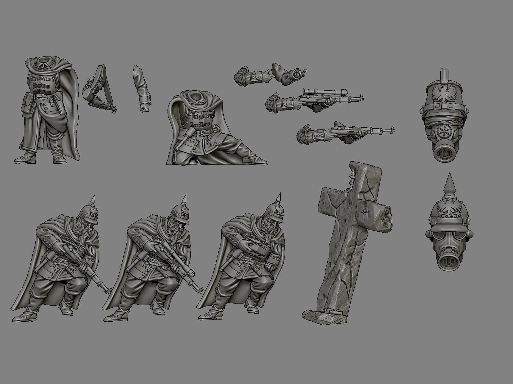 Prussain Snipers by Funduk25 - 3D printed Trench Crusade compatible miniature