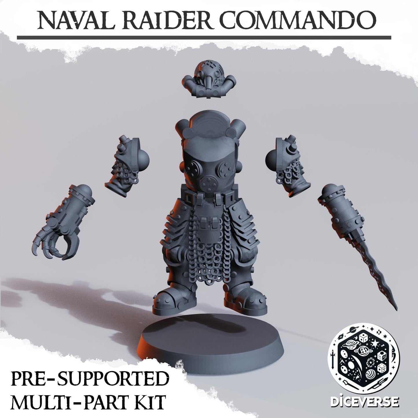 Naval Raider (Death) Commando - 3D printed miniature  - Wargaming - Trench Grimdark