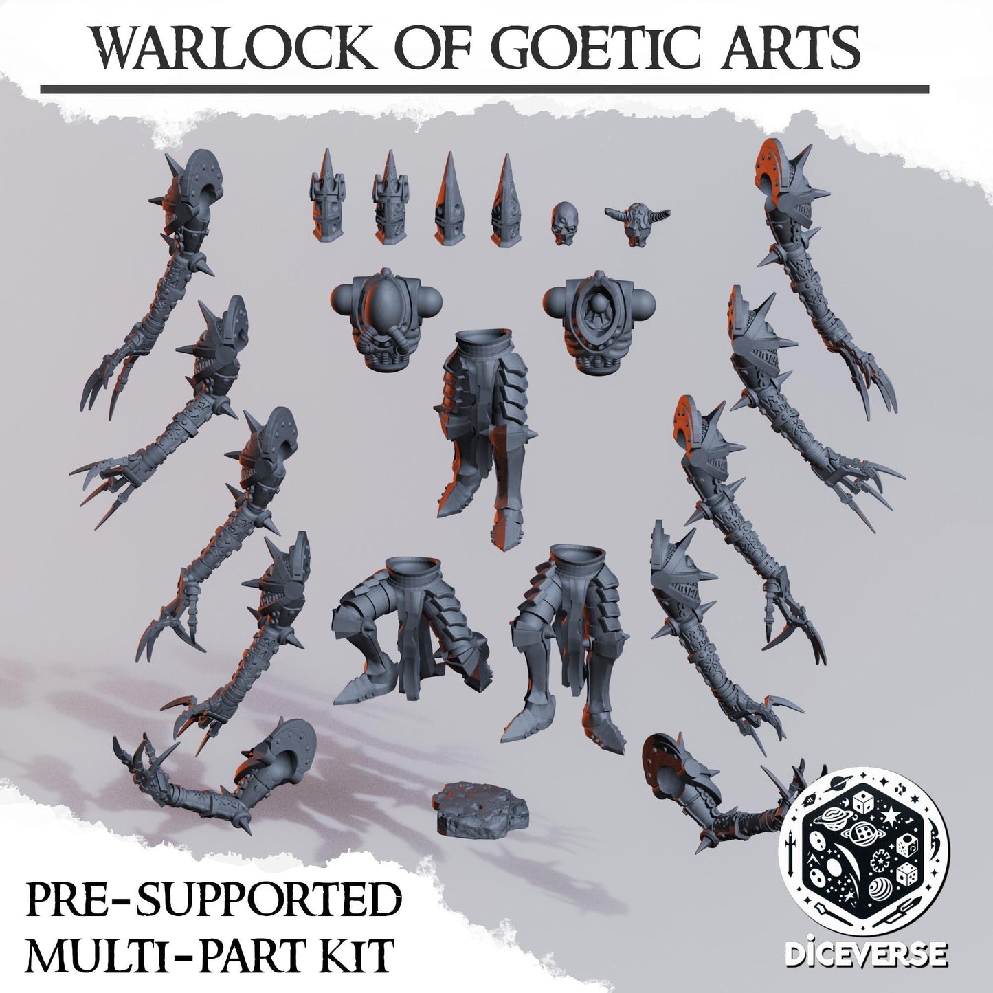 Warlock of Goetic Arts - 3D printed miniature  - Wargaming - Trench Grimdark - 3D printed Grimdark Miniature