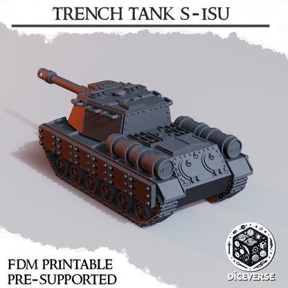 Trench Tank By Diceverse - 3D printed miniature - Trench Grimdark - Wargaming