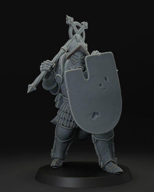 Heavy Infantry With Mace And Shield - 3D printed miniature  - Wargaming - Trench Grimdark