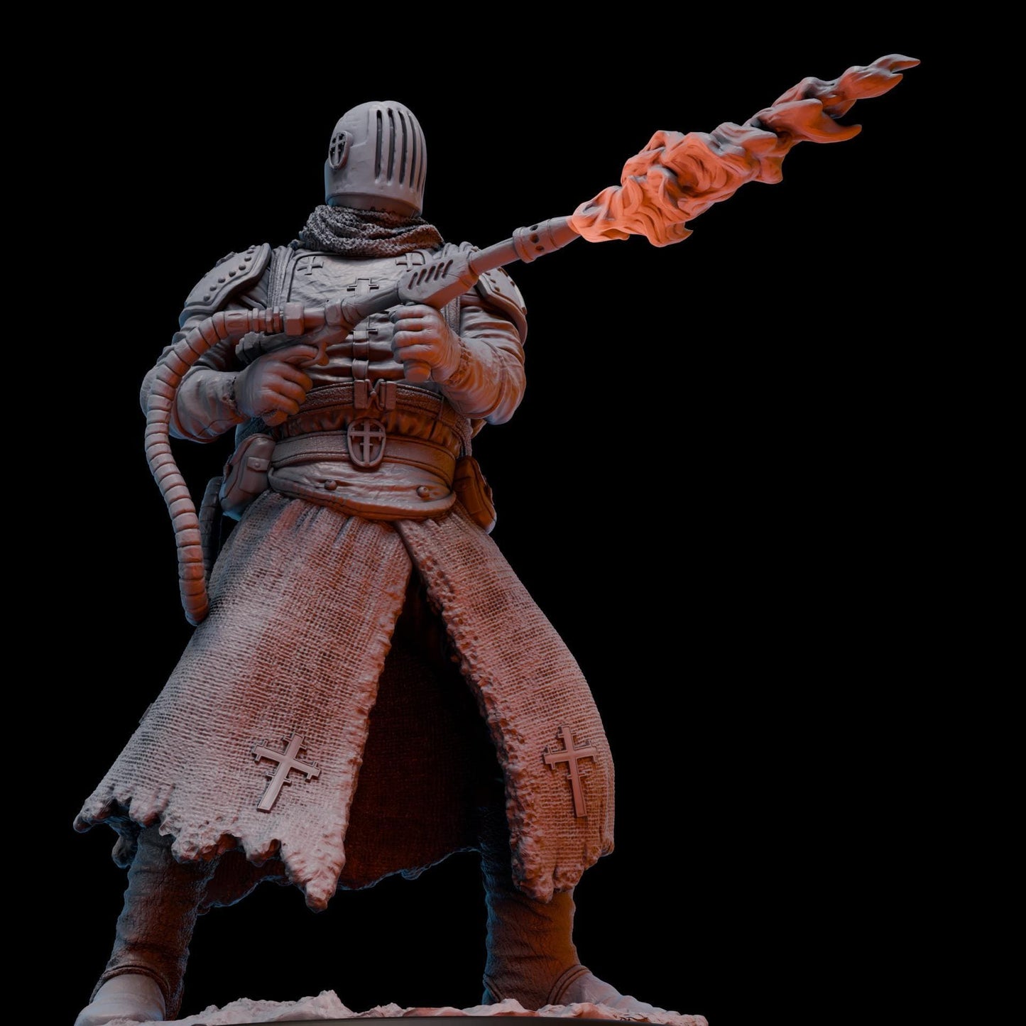 Trench Zealot FlameThrower - 3D printed miniature  - Wargaming - Trench Grimdark