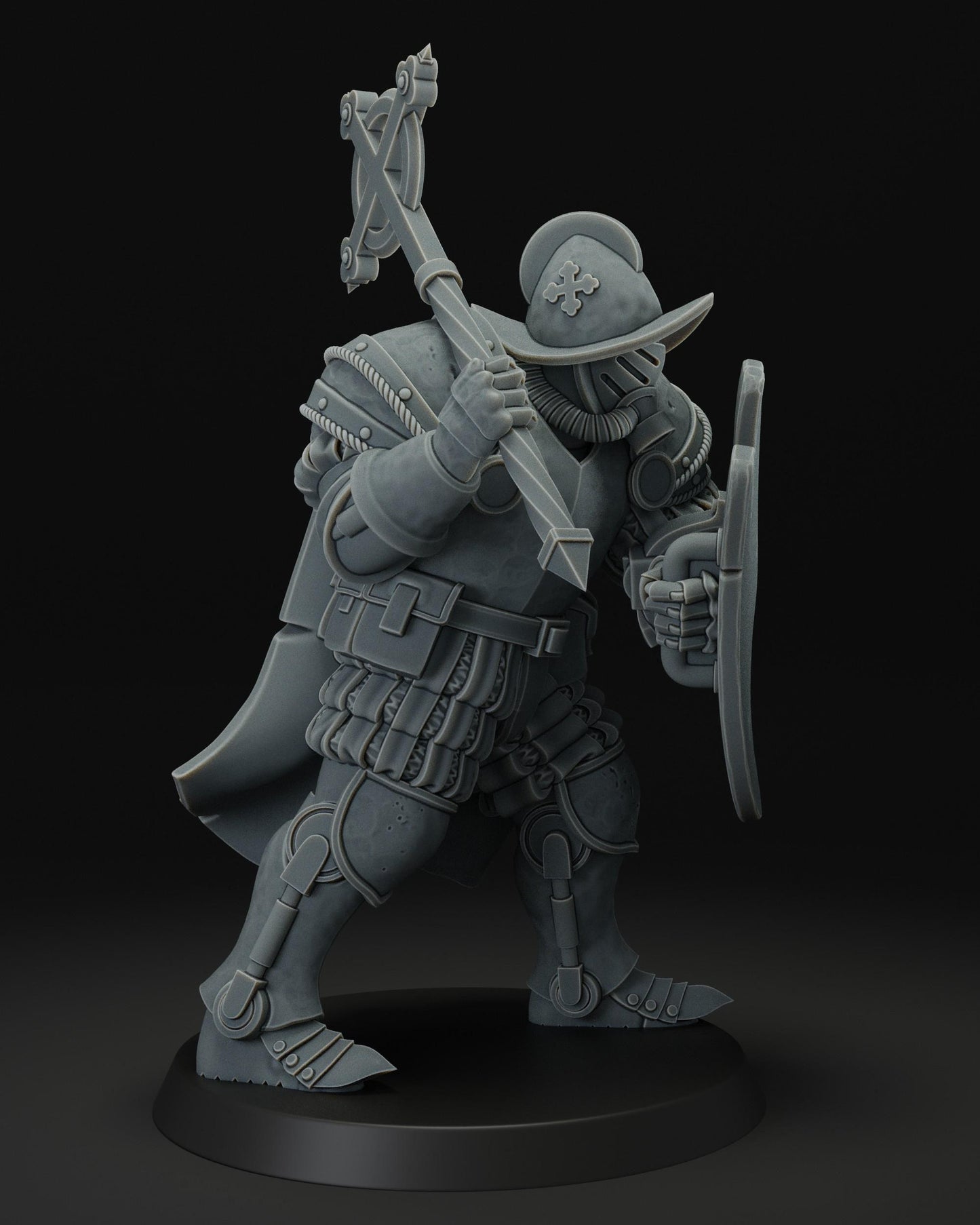 Heavy Infantry With Mace And Shield - 3D printed miniature  - Wargaming - Trench Grimdark - 3D printed Grimdark Miniature