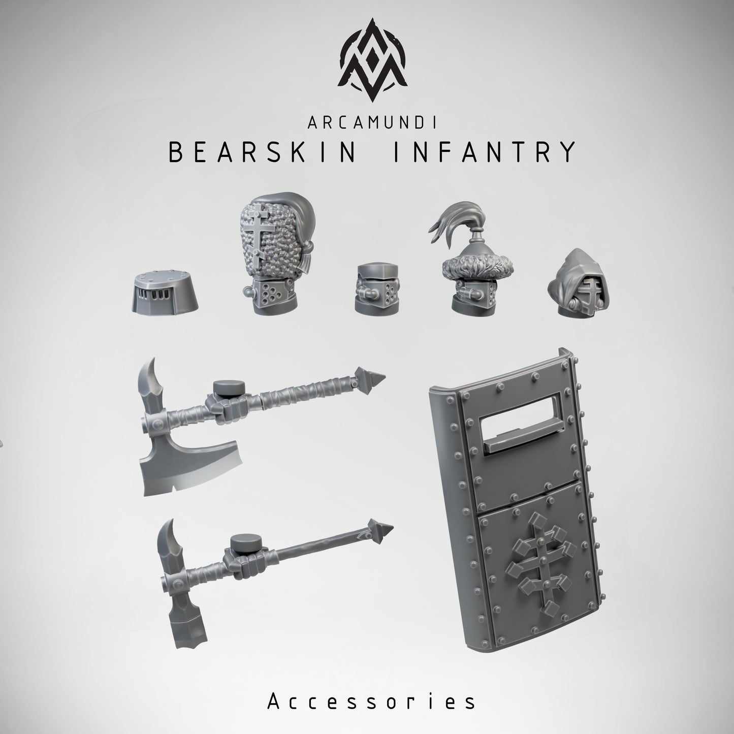 Bearskin Heavy Infantry Shielded - 3D printed Grimdark Miniature