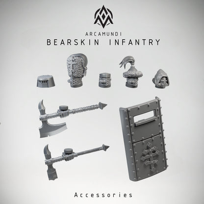 Bearskin Heavy Infantry Shielded - 3D printed Grimdark Miniature