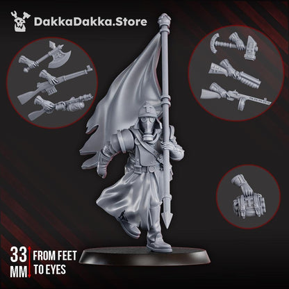 Choragiew Bearer - 3D printed miniature  - Wargaming - Trench Grimdark