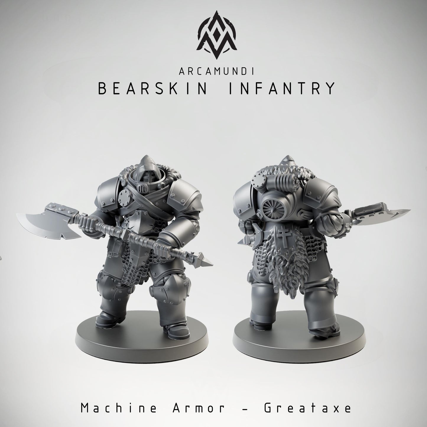 Bearskin Heavy Infantry - Greataxe - 3D printed Grimdark Miniature