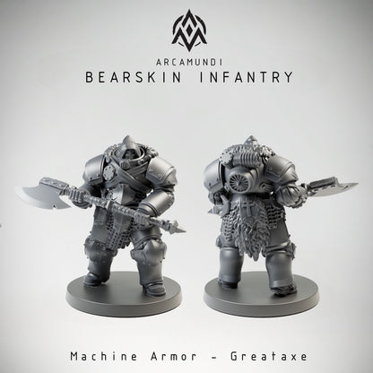 Bearskin Heavy Infantry - Greataxe - 3D printed Grimdark Miniature