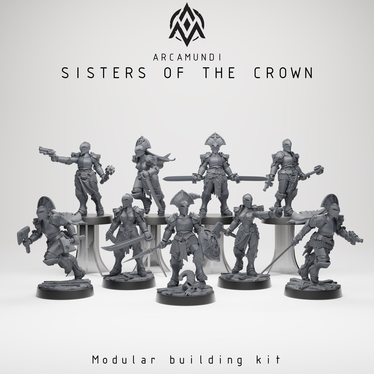 Sisters of the Crown Nuns by Arcamundi - 3D printed Grimdark Miniature