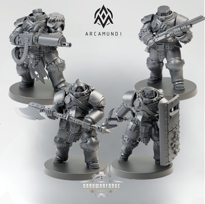 Bearskin Heavy Infantry Squad - 3D printed Grimdark Miniature