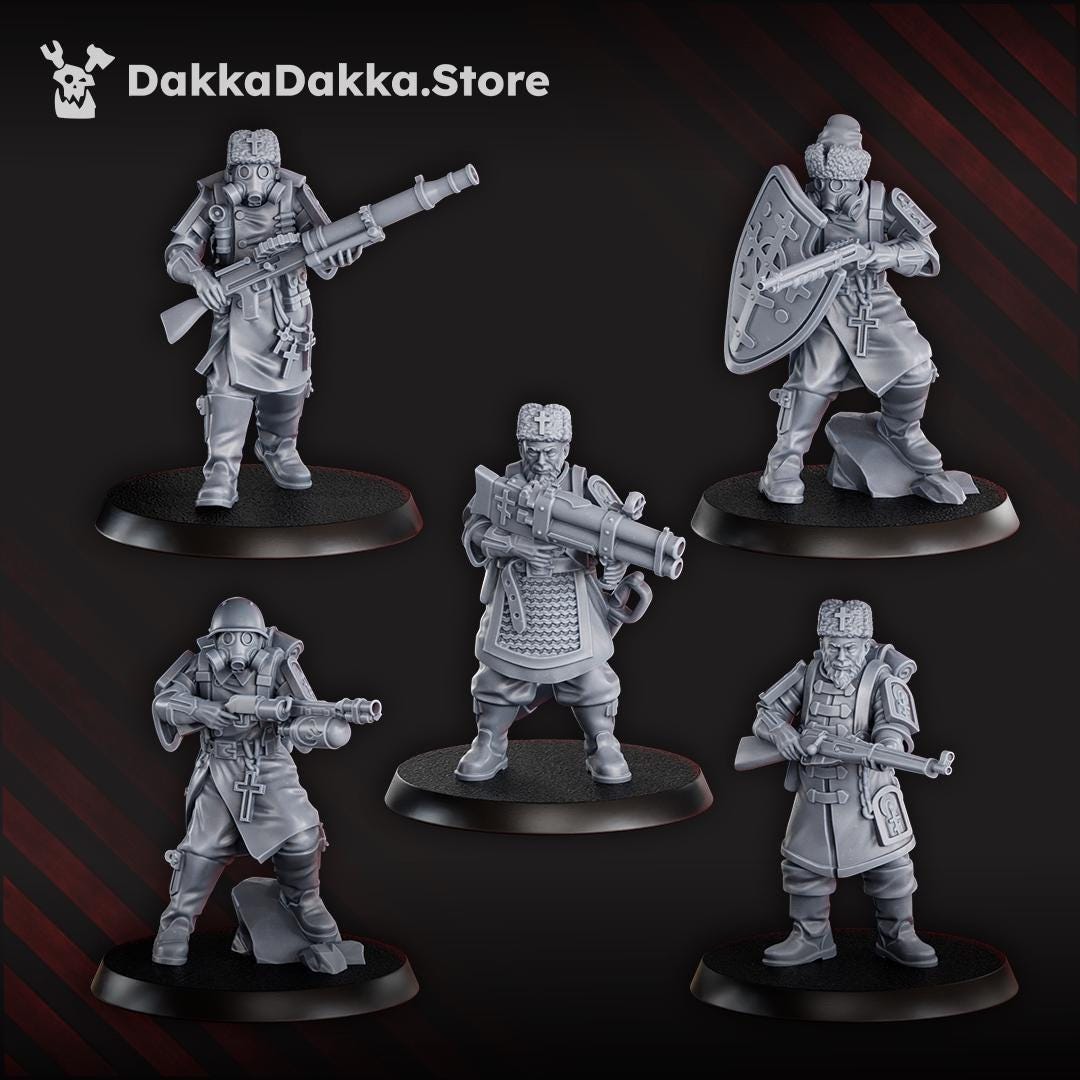 Red Druzhina Squad - 3D printed Grimdark Miniature