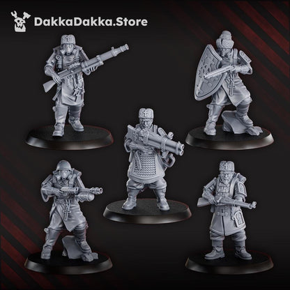 Red Druzhina Squad - 3D printed Grimdark Miniature