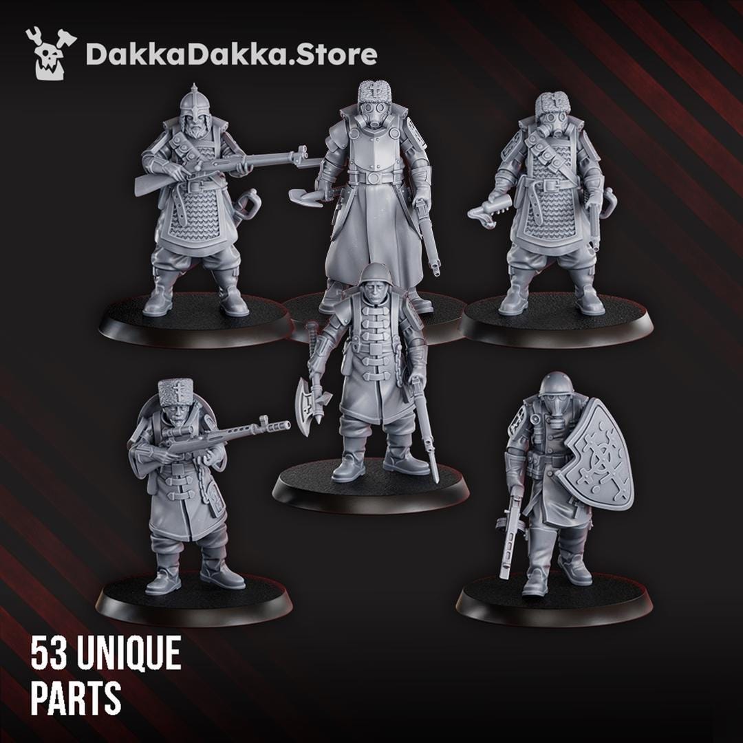 Red Druzhina Squad - 3D printed Grimdark Miniature
