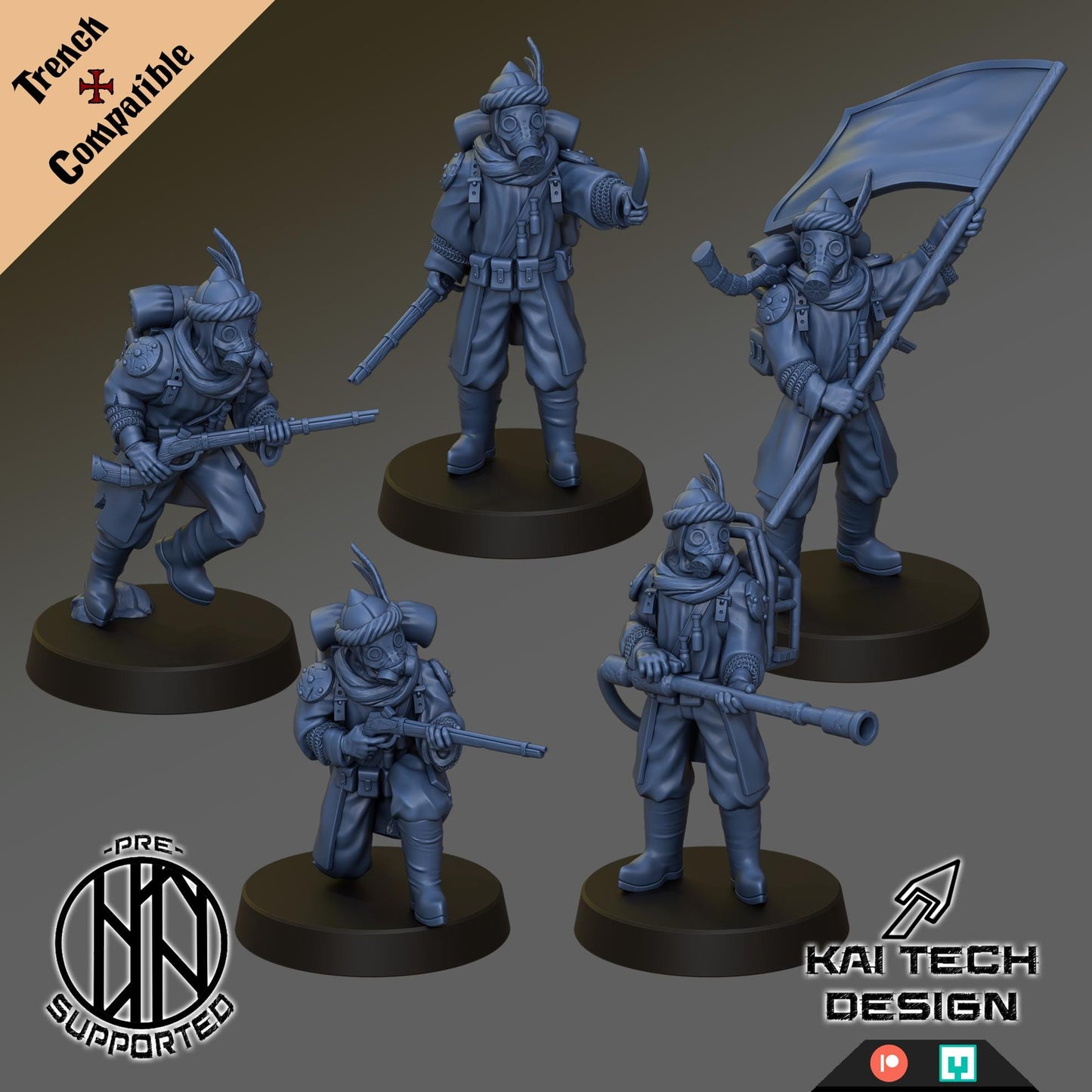 The Emirates warband - 3D printed miniature  - Wargaming - Trench Grimdark