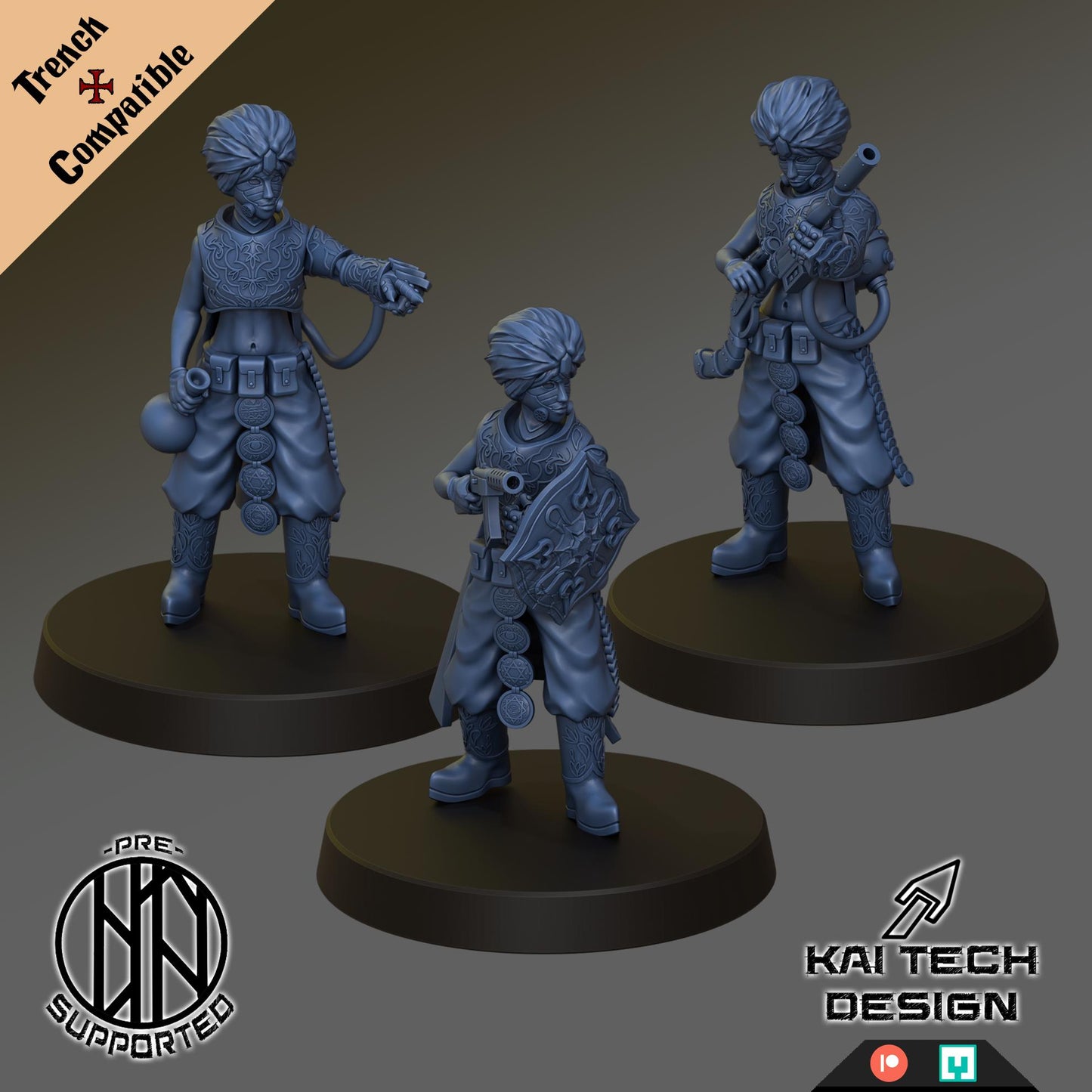The Emirates warband - 3D printed miniature  - Wargaming - Trench Grimdark