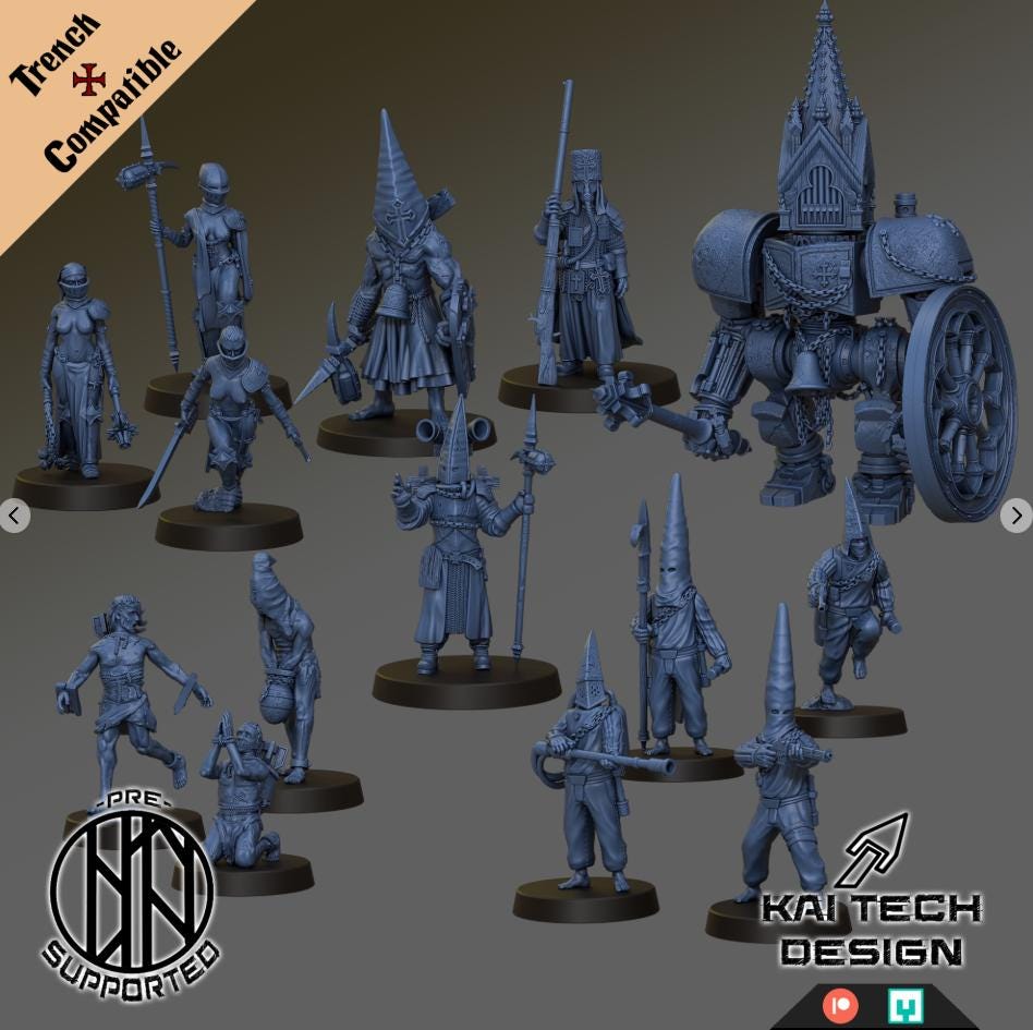 Pilgrims Warband by Kaitech - 17x Grimdark Miniature - 3D printed Grimdark Miniature