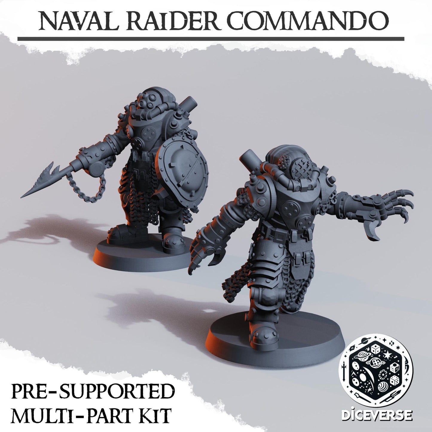 Naval Raider (Death) Commando - 3D printed miniature  - Wargaming - Trench Grimdark