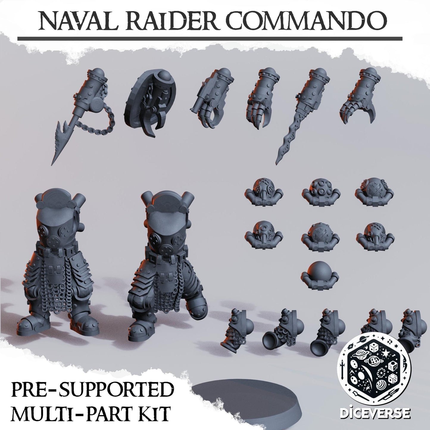 Naval Raider (Death) Commando - 3D printed miniature  - Wargaming - Trench Grimdark