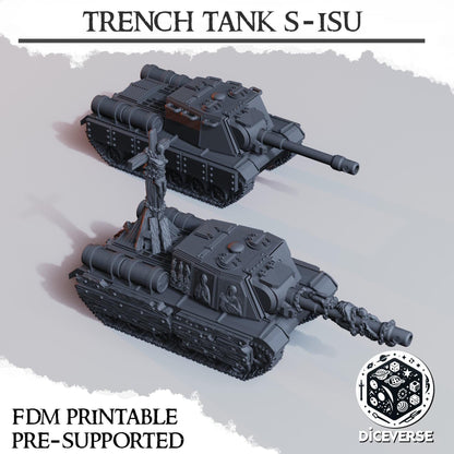 Trench Tank By Diceverse - 3D printed miniature - Trench Grimdark - Wargaming
