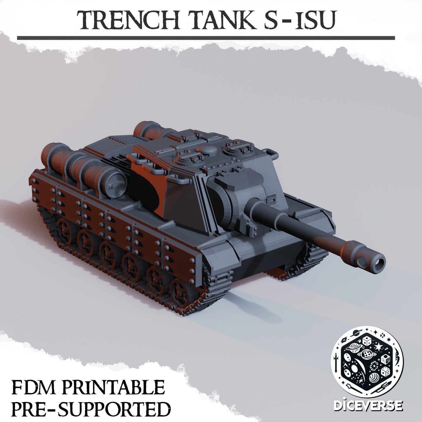 Trench Tank By Diceverse - 3D printed miniature - Trench Grimdark - Wargaming