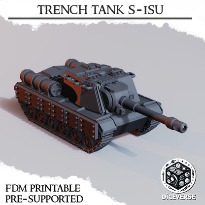 Trench Tank By Diceverse - 3D printed miniature - Trench Grimdark - Wargaming