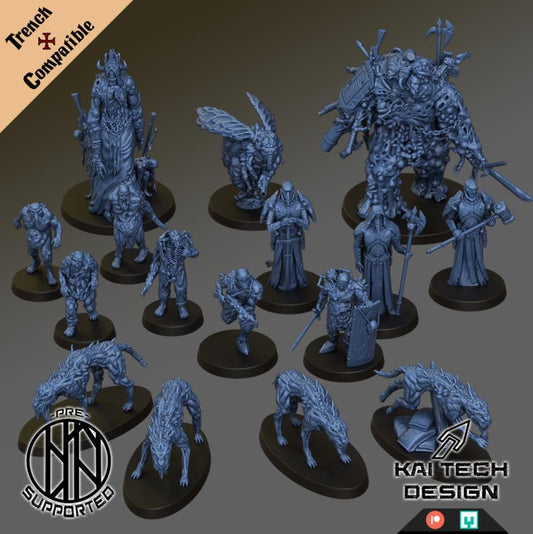 Trench Warfare Plague from Hell Warband - 16x Grimdark miniature - 3D printed models - Wargaming - Tabletop