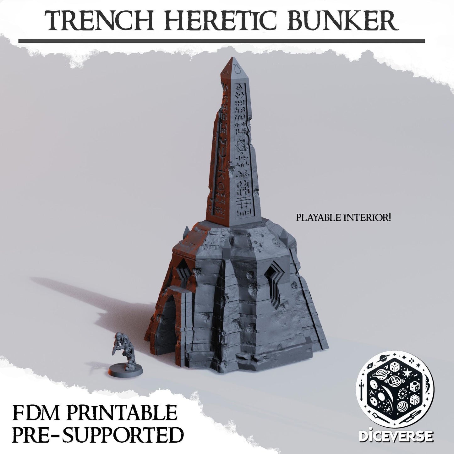 Trench Terrain Heretic Bunker by Diceverse - 3D printed miniature trench compatible