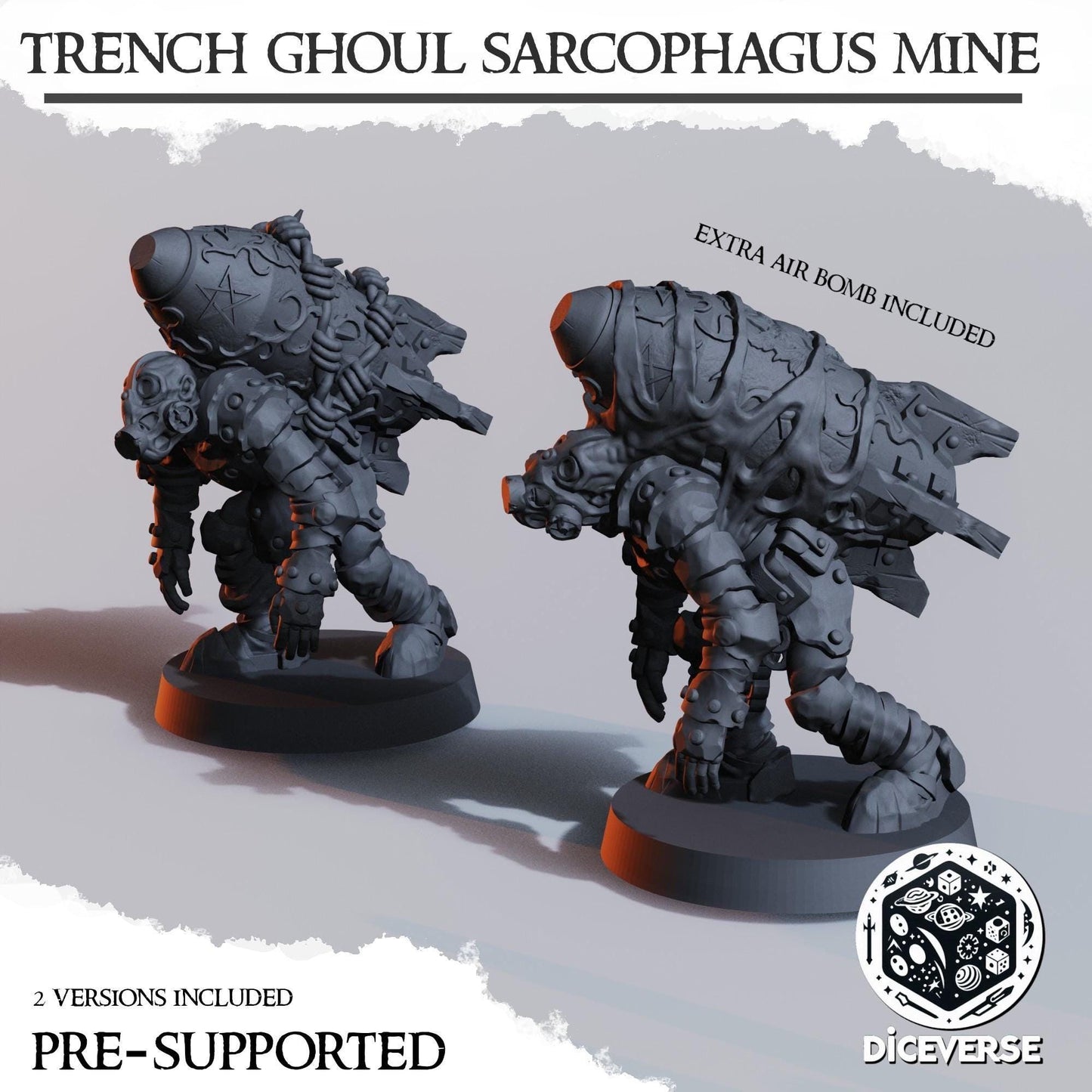 Trench Ghoul Sarcophagus Mine - 3D printed miniature  - Wargaming - Trench Grimdark