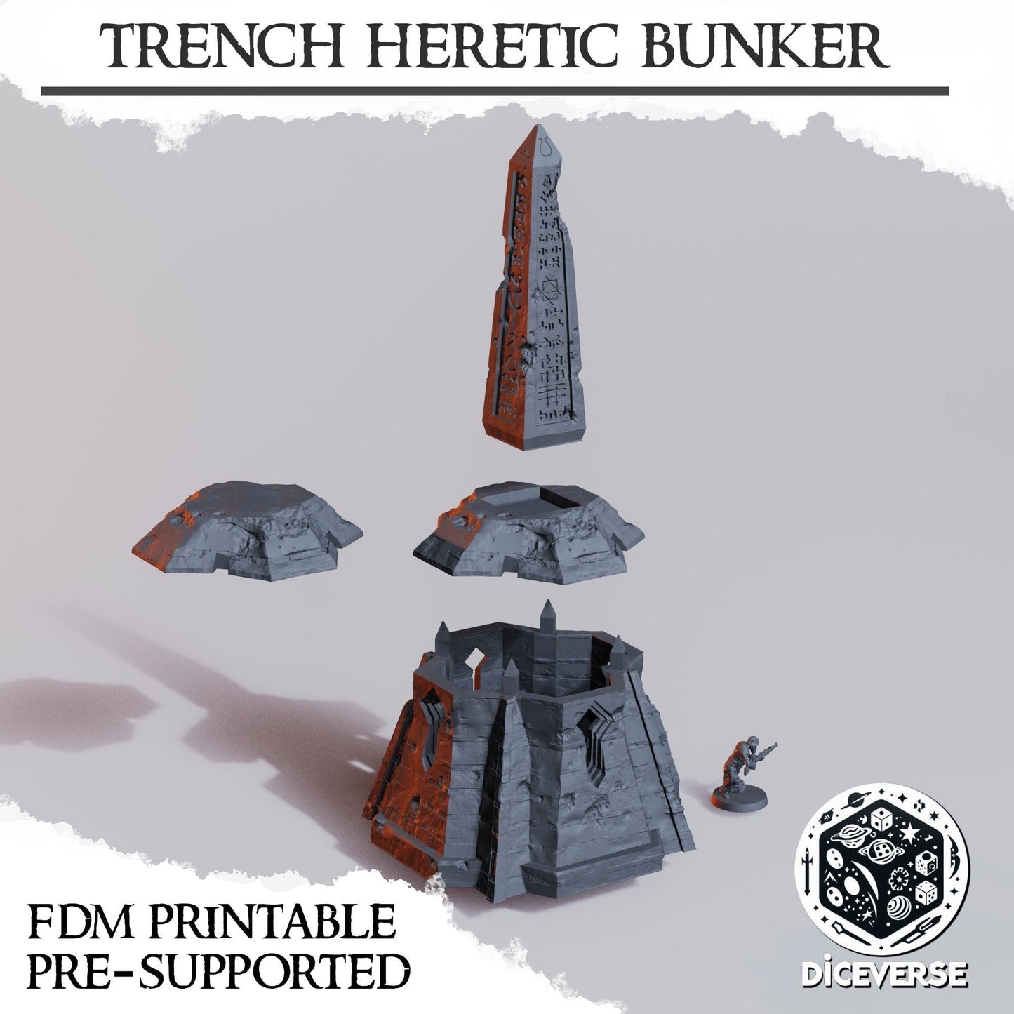 Trench Terrain Heretic Bunker by Diceverse - 3D printed miniature trench compatible