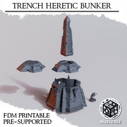Trench Terrain Heretic Bunker by Diceverse - 3D printed miniature trench compatible