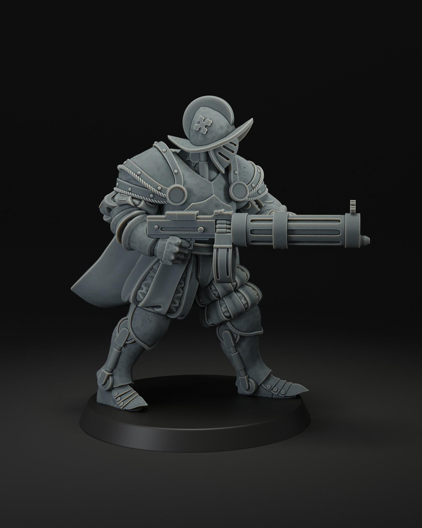 Heavy Infantry With Machine Gun - 3D printed miniature  - Wargaming - Trench Grimdark
