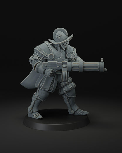 Heavy Infantry With Machine Gun - 3D printed miniature  - Wargaming - Trench Grimdark