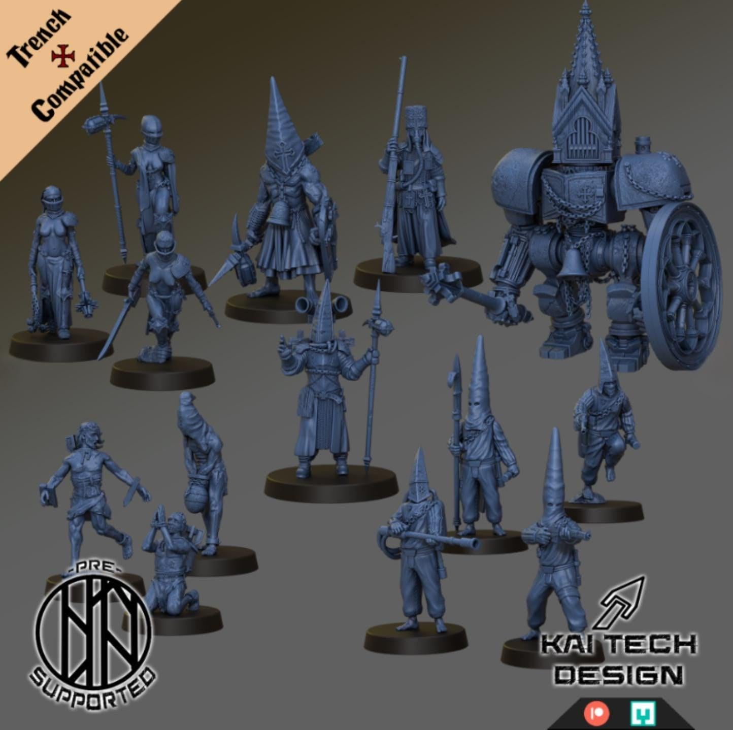 Pilgrim Warband by Kai Tech- 3D printed miniature Trench compatible