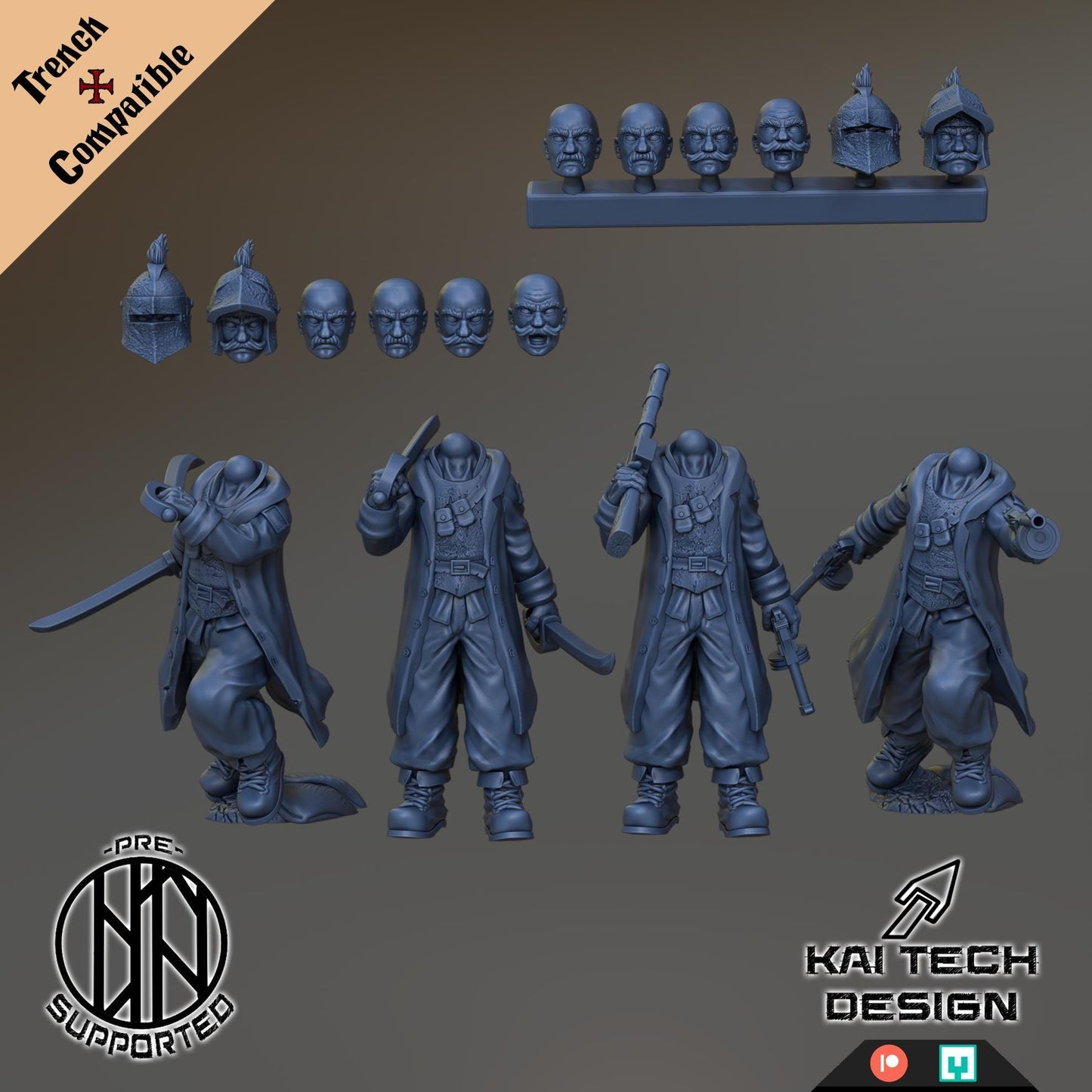 Antioch Lieutenant by Kaitech - 3D printed proxy miniature compatible with Trench Crusade