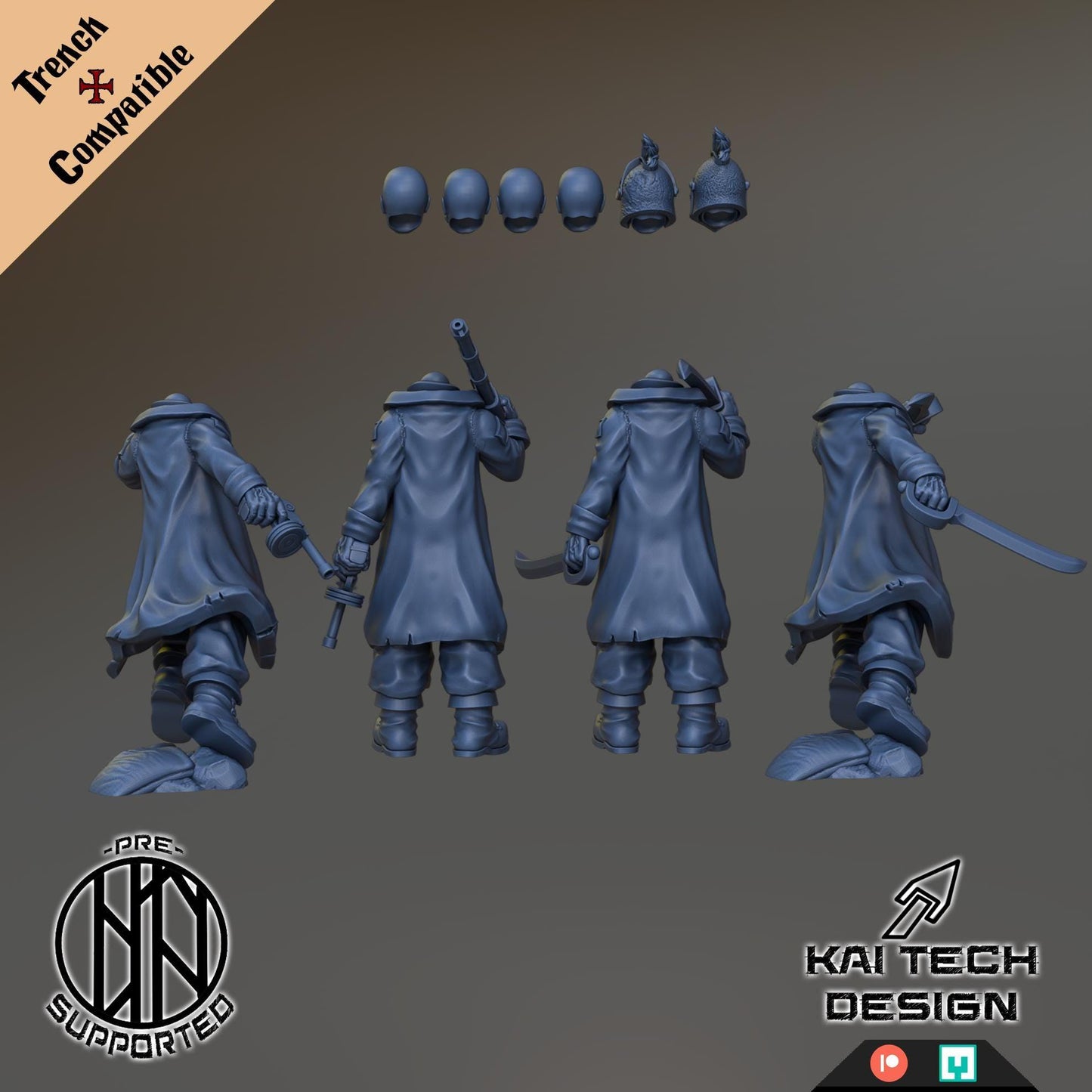 Antioch Lieutenant by Kaitech - 3D printed proxy miniature compatible with Trench Crusade