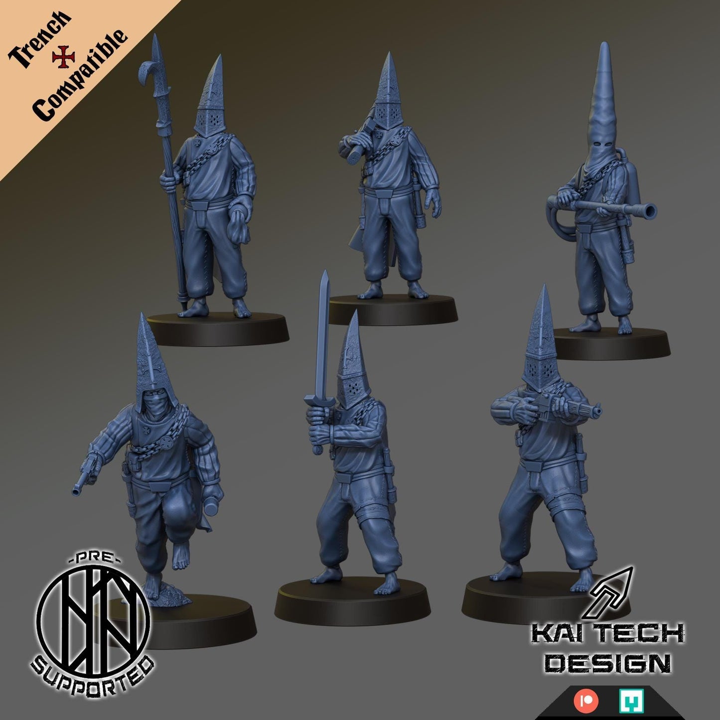 Pilgrim Warband by Kai Tech- 3D printed miniature Trench compatible