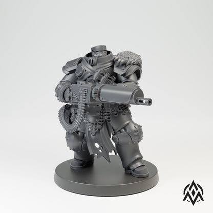 Bearskin Heavy Infantry - Machinegun - 3D printed Grimdark Miniature