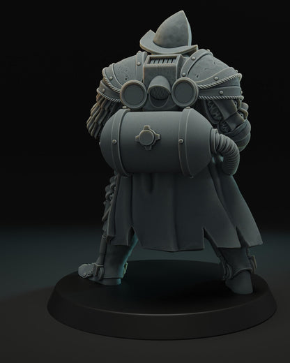 Heavy Infantry With Flamethrower - 3D printed miniature  - Wargaming - Trench Grimdark