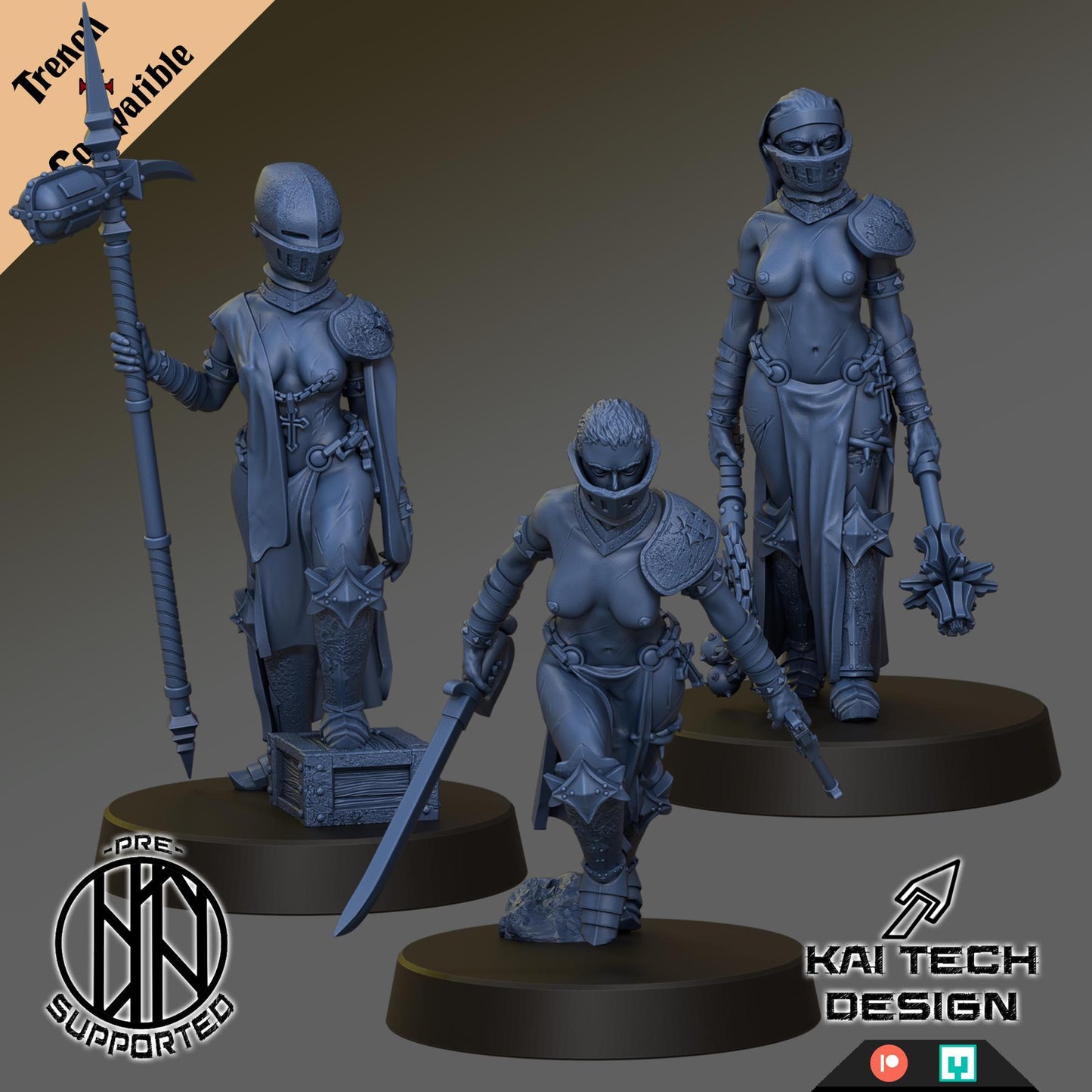 Pilgrim Warband by Kai Tech- 3D printed miniature Trench compatible