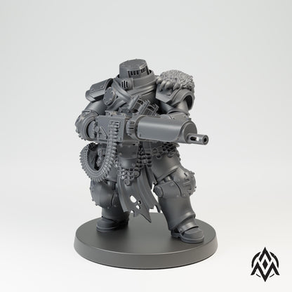 Bearskin Heavy Infantry - Machinegun - 3D printed Grimdark Miniature