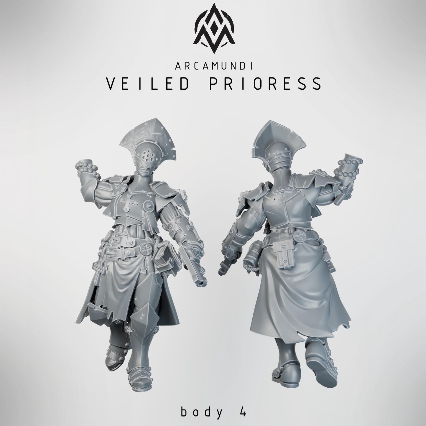 Sister of the Crown - Veiled Prioress - 3D printed Grimdark Miniature