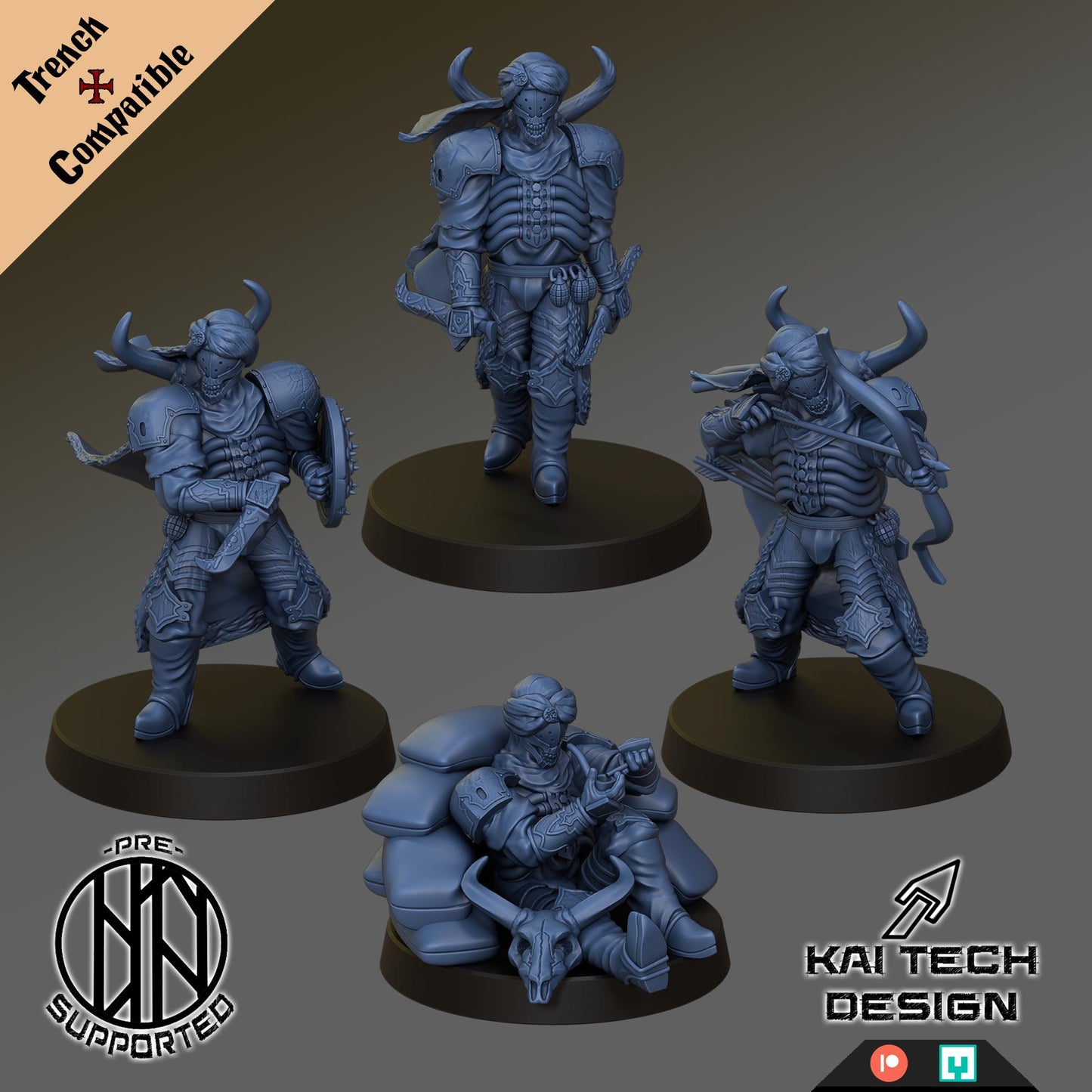 The Emirates warband - 3D printed miniature  - Wargaming - Trench Grimdark
