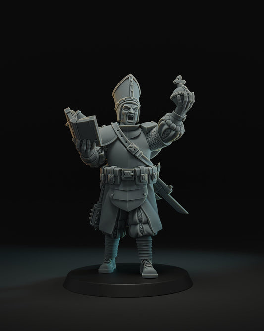 Papal Battle Cleric with Holy Grenade - 3D printed miniature  - Wargaming - Trench Grimdark