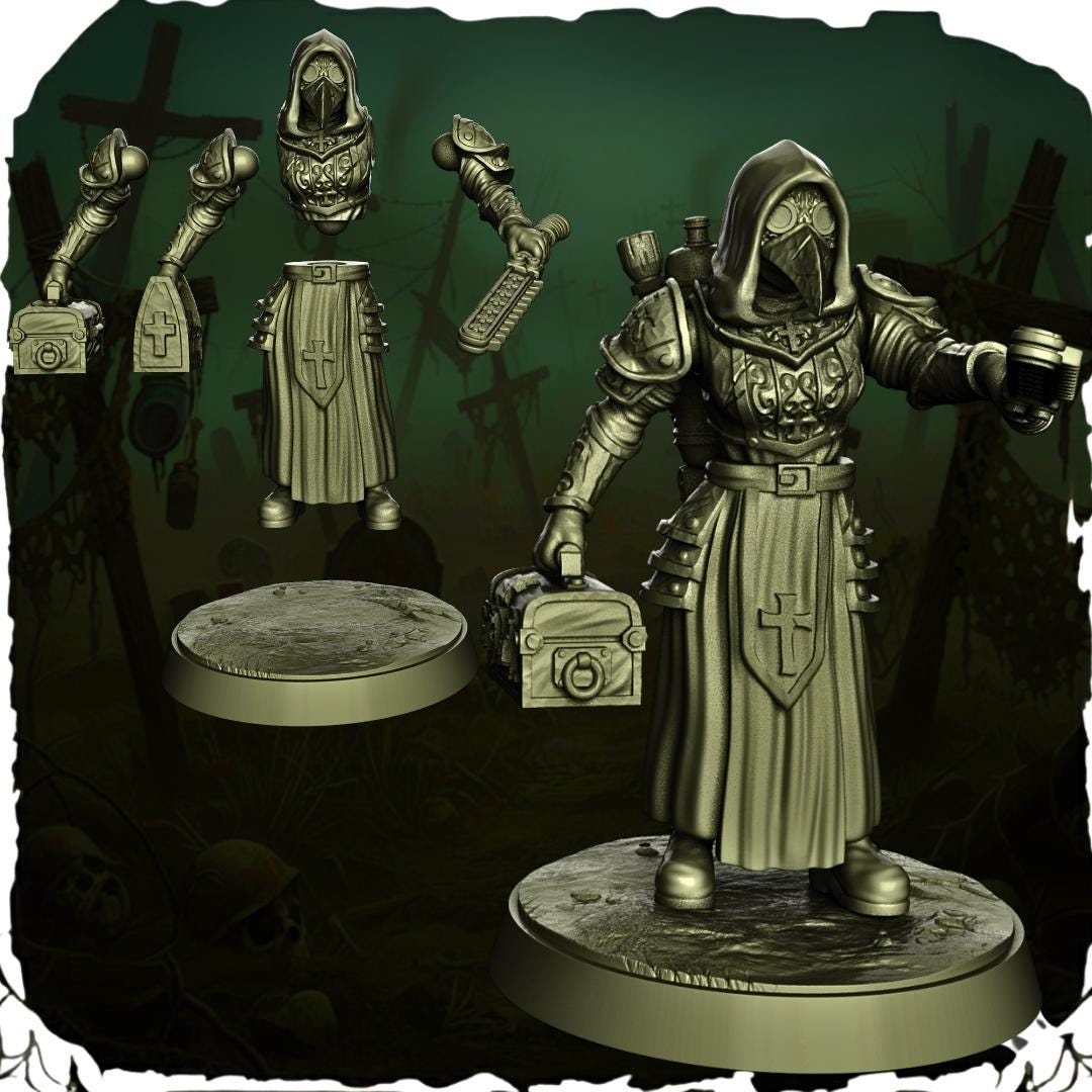 Papal Field medic - 3D printed miniature  - Wargaming - Trench Grimdark