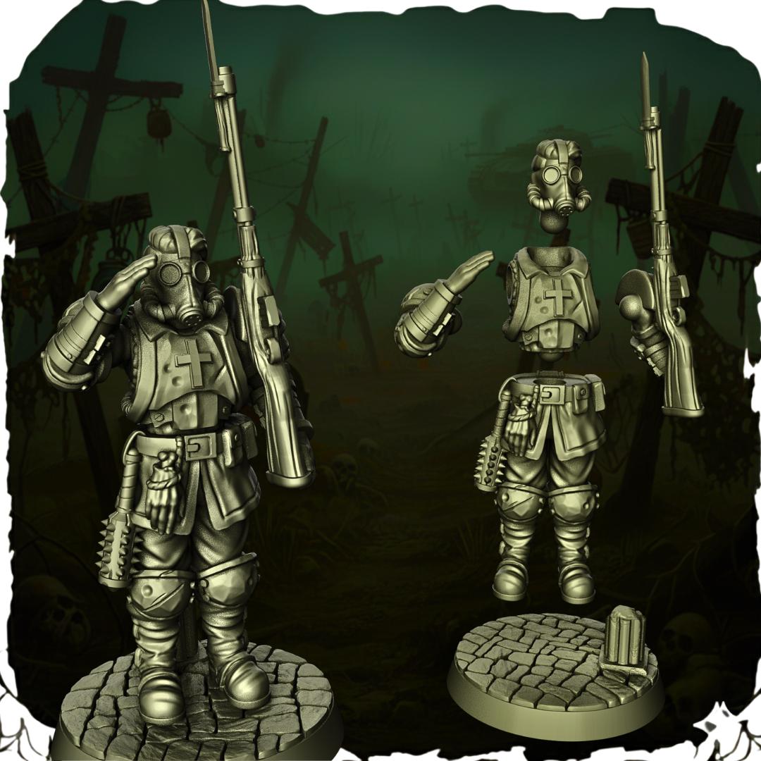 Papal Yeomen squad - 3D printed miniature  - Wargaming - Trench Grimdark