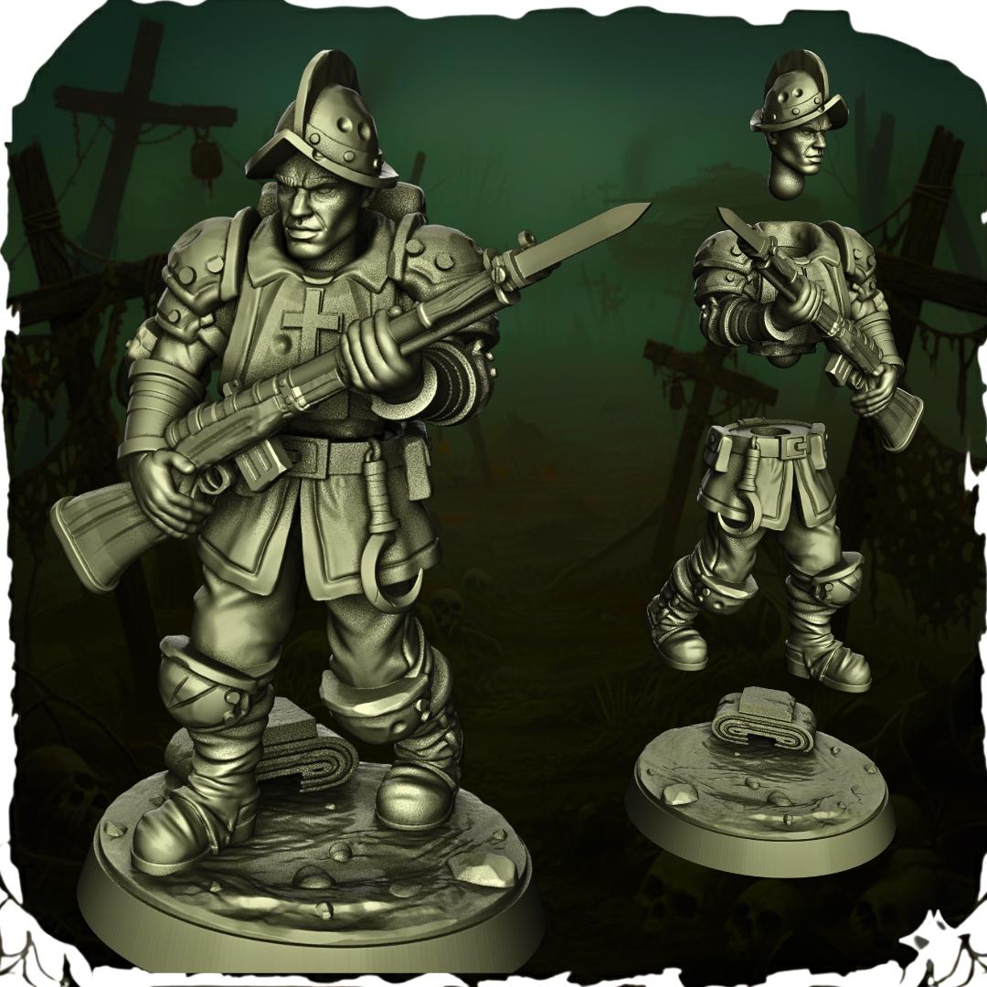 Papal Yeomen squad - 3D printed miniature  - Wargaming - Trench Grimdark