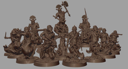 Ghosts of the Past Sins Warband - 3D printed miniature  - Wargaming - Trench Grimdark