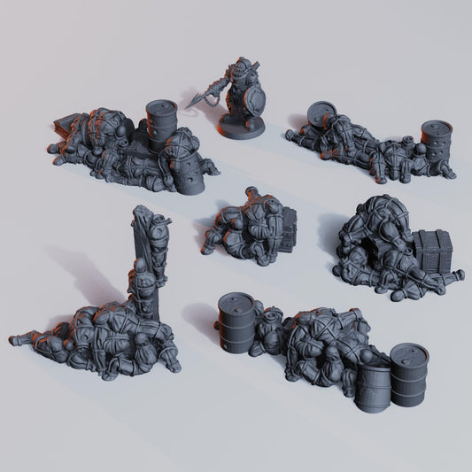 Trench Warfare Corpses Terrain 32mm  -  Grimdark Trench Scenery  Tabletop Wargaming Centerpiece